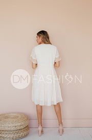 Connie Cream Swiss Dot Embroidery Dress - DM Exclusive - Maternity Friendly - FINAL SALE