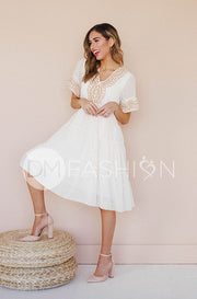 Connie Cream Swiss Dot Embroidery Dress - DM Exclusive - FINAL SALE