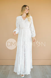 Adoria White/Nude Floral Velvet Maxi - DM Exclusive - Maternity Friendly