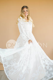 Adoria White/Nude Floral Velvet Maxi - DM Exclusive - Maternity Friendly