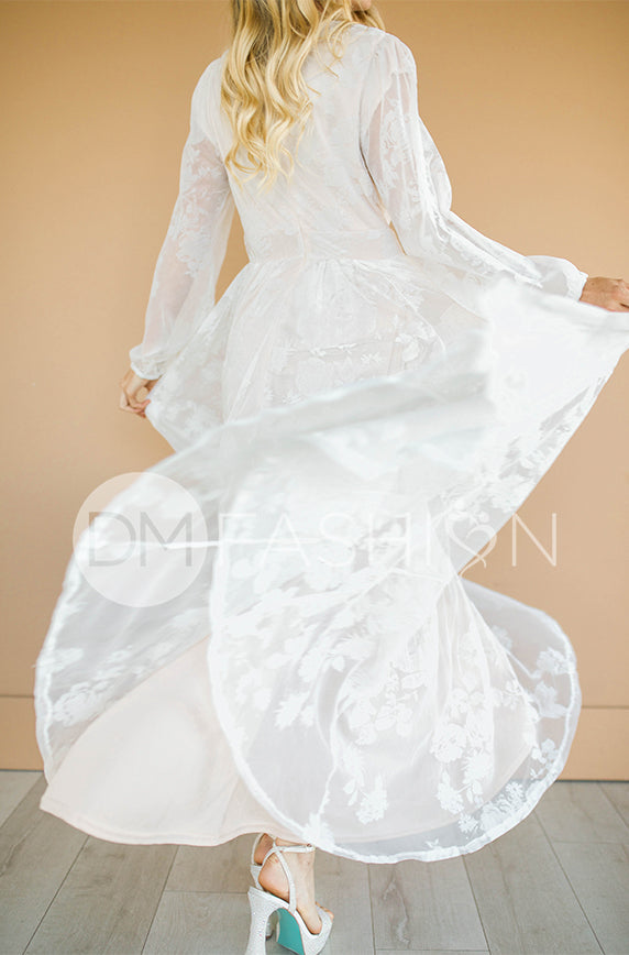 Adoria White/Nude Floral Velvet Maxi - DM Exclusive - Maternity Friendly