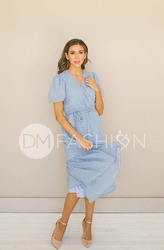 Tara Blue Wrap Dress – DM Exclusive – Nursing Friendly- FINAL FEW
