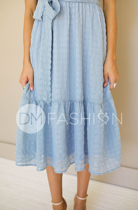 Tara Blue Wrap Dress – DM Exclusive – Nursing Friendly- FINAL FEW