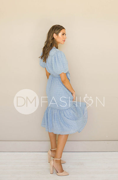 Tara Blue Wrap Dress – DM Exclusive – Nursing Friendly- FINAL FEW