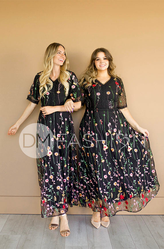 Dress embroidered flowers best sale