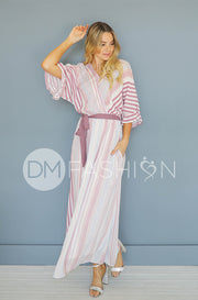 Giselle Mauve Stripe Maxi Dress - DM Exclusive - Nursing Friendly - Maternity Friendly
