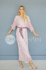 Giselle Mauve Stripe Maxi Dress - DM Exclusive- Nursing Friendly- Maternity Friendly