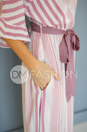 Giselle Mauve Stripe Maxi Dress - DM Exclusive- Nursing Friendly- Maternity Friendly