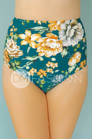 High Waist Bottom - Jardin Du Chateau Teal