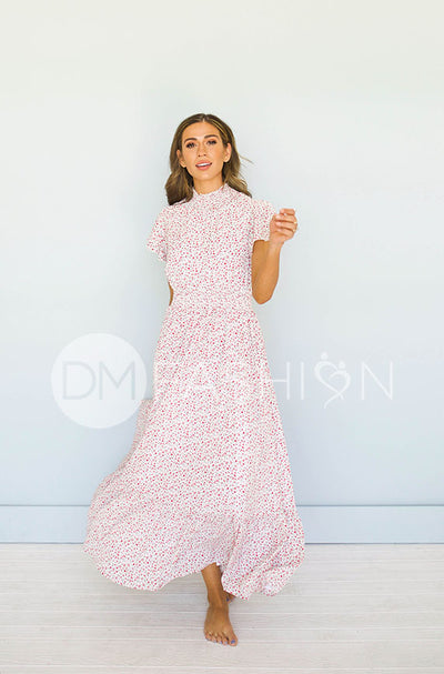 Skyler Hot Pink Blossoms Smocked Maxi Dress – DM Exclusive - Maternity Friendly - FINAL FEW-FINAL SALE