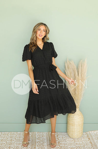 Tara Black Wrap Dress – DM Exclusive – Nursing Friendly-FINAL FEW