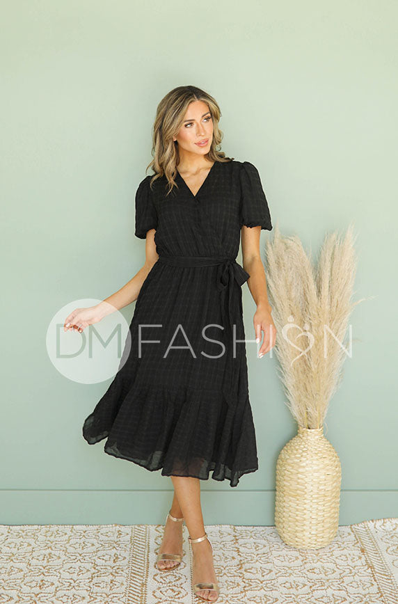 Tara Black Wrap Dress – DM Exclusive – Nursing Friendly-FINAL FEW