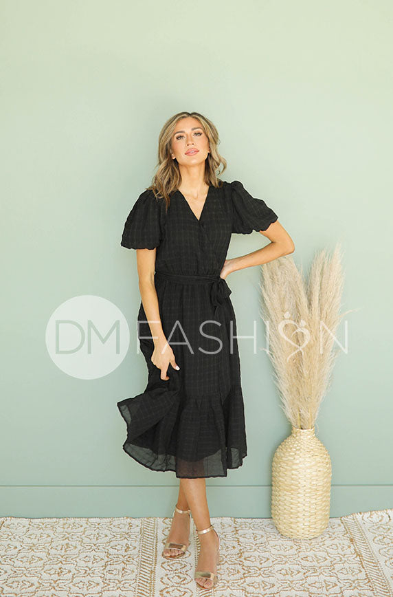 Tara Black Wrap Dress – DM Exclusive – Nursing Friendly-FINAL FEW