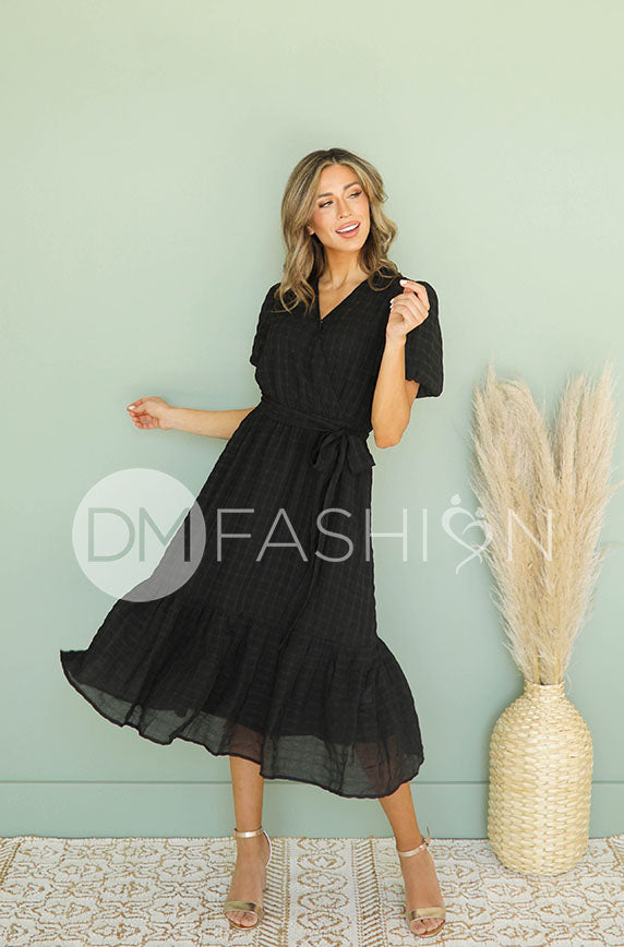 Tara Black Wrap Dress – DM Exclusive – Nursing Friendly-FINAL FEW