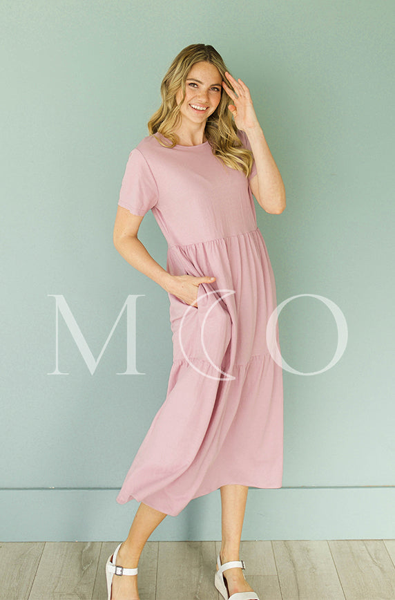 Kelsey Mauve Mist Dress - MCo - Maternity Friendly - Final Sale Xs Kelsey Mauve Mist Dress - MCo - Maternity Friendly - Final Sale Xs