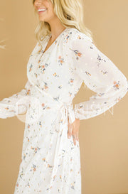 Hillary Ivory Floral Wrap Dress - DM Exclusive - Nursing Friendly - Maternity Friendly