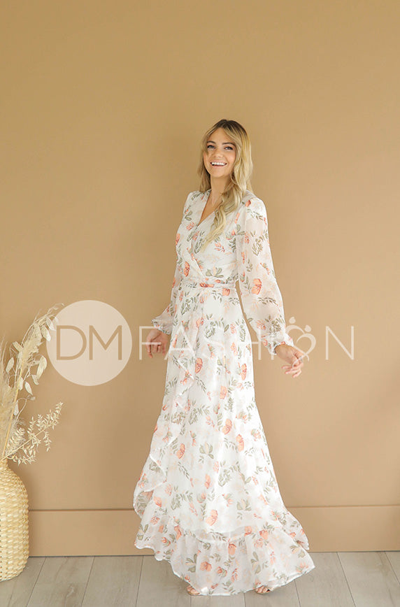Melanee Créam Floral Wrap Dress - DM Exclusive