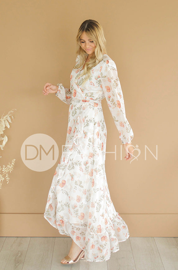 Melanee Créam Floral Wrap Dress - DM Exclusive - Maternity Friendly ...