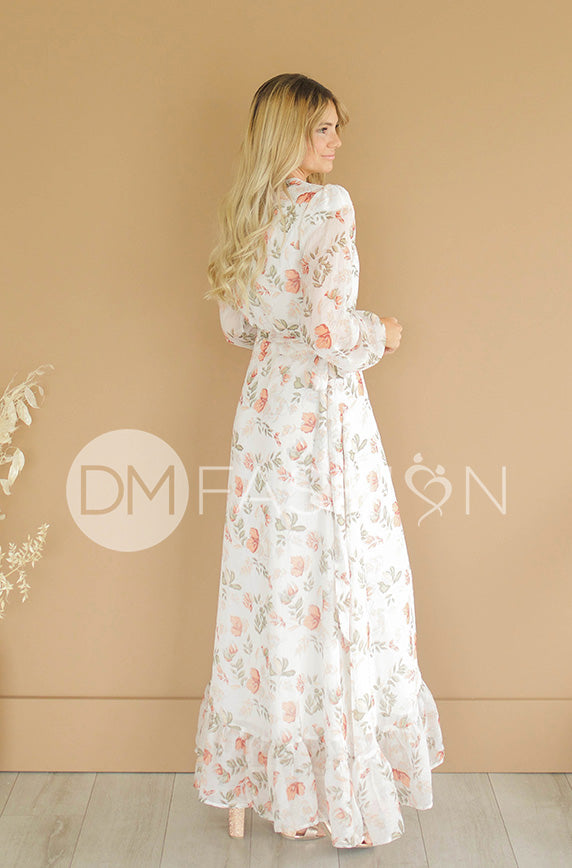Melanee Créam Floral Wrap Dress - DM Exclusive