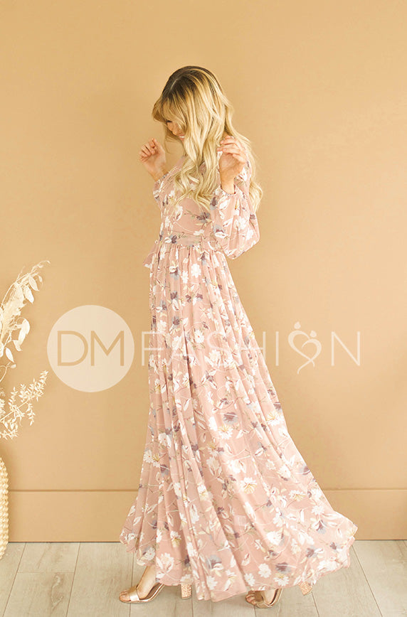 Dusty rose floral dress best sale