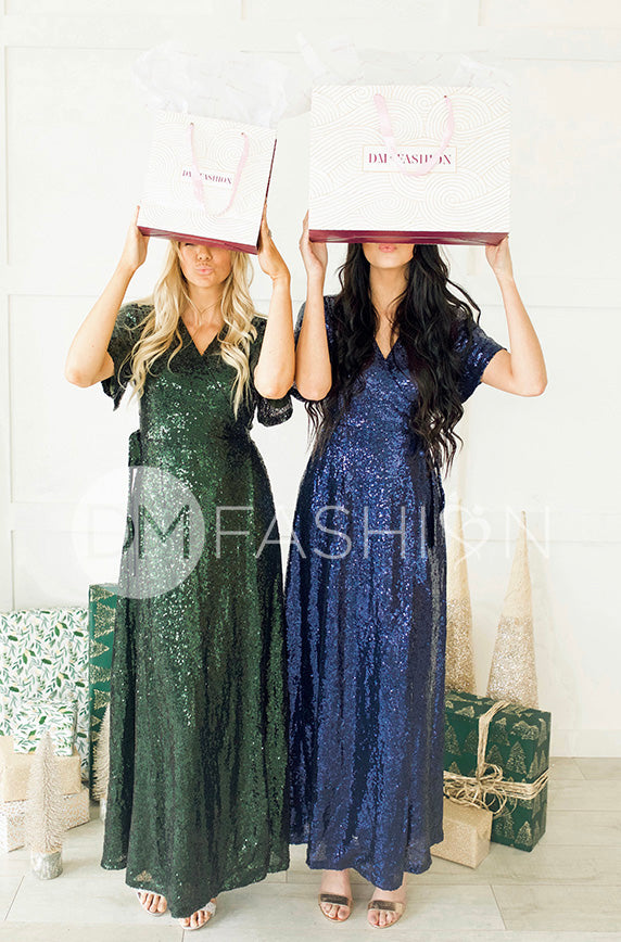 Aria Hunter Green Sequin Dress - DM Exclusive - Nursing Friendly - Maternity Friendly - FINAL SALE