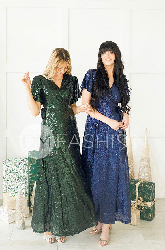 Aria Hunter Green Sequin Dress - DM Exclusive - Nursing Friendly - Maternity Friendly - Final Sale Xs Aria Hunter Green Sequin Dress - DM Exclusive - Nursing Friendly - Maternity Friendly - Final Sale Xs