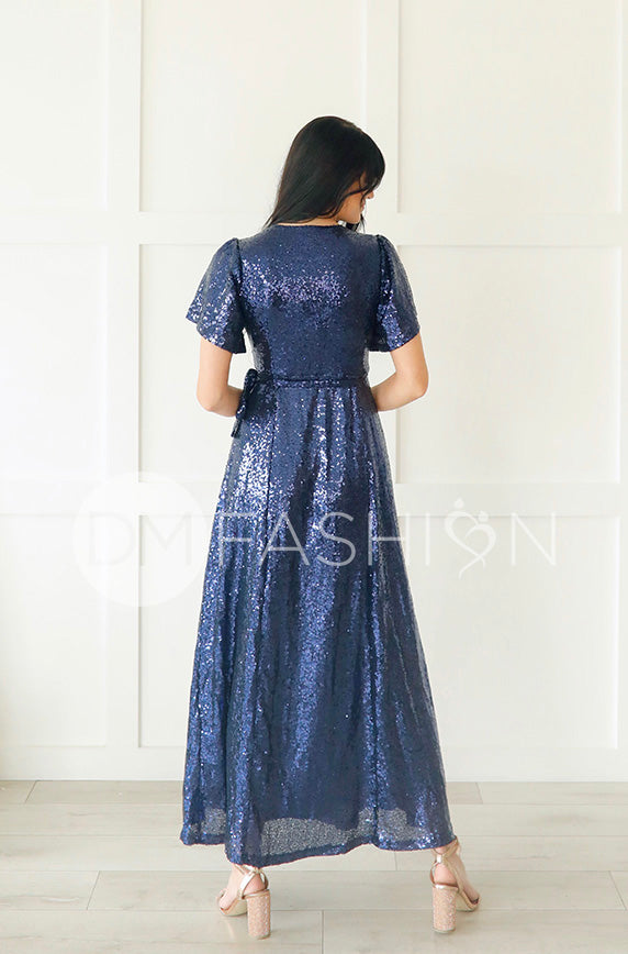 Aria Navy Sequin Dress - DM Exclusive - Nursing Friendly - Maternity Friendly