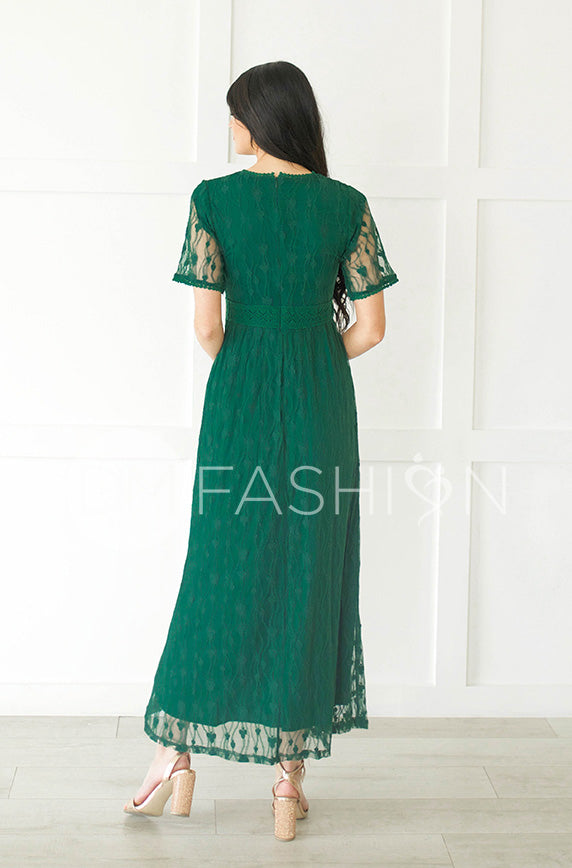 Anastasia Emerald Green Lace Maxi - DM Exclusive - Restocked