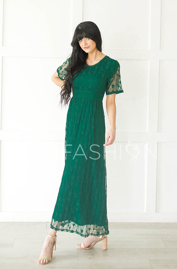Anastasia Emerald Green Lace Maxi - DM Exclusive-FINAL SALE