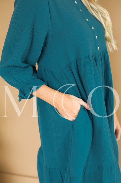 Sandra Teal Dress - MCO - Maternity Friendly