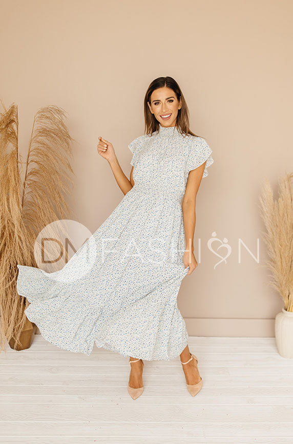 Skyler Blue Blossoms Smocked Maxi Dress – DM Exclusive- FINAL SALE
