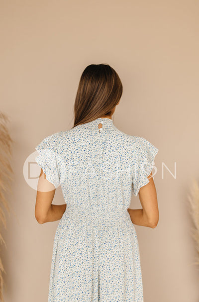 Skyler Blue Blossoms Smocked Maxi Dress – DM Exclusive Maternity Friendly - FINAL SALE