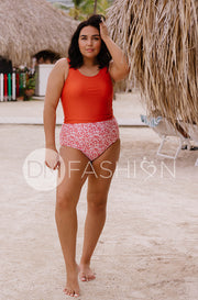 V Back Midkini Top - Chili Pepper