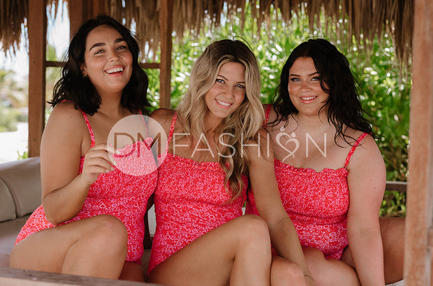 Smocked One Piece - Marigold Cherry Red