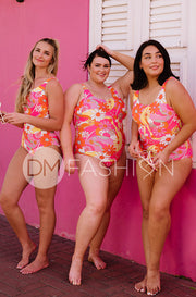 Scoop Neck One Piece - Flower Power