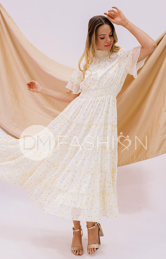 Dakota Créme Gold Stars Dress - DM Exclusive - Maternity Friendly
