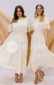 Dakota Créme Gold Stars Dress - DM Exclusive - Maternity Friendly