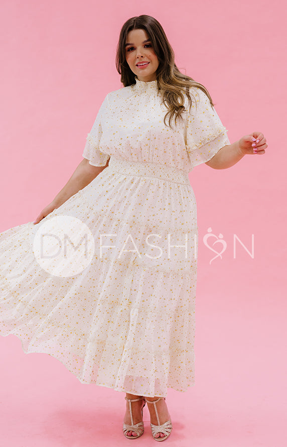 Dakota Créme Gold Stars Dress - DM Exclusive - Maternity Friendly