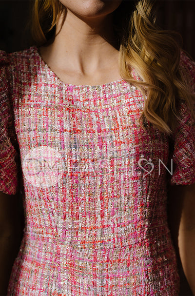 Victoria Pink Tweed Sequin Dress - DM Exclusive - FINAL SALE