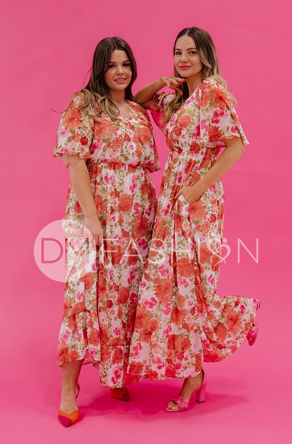 Kami Sunset Floral Dress - DM Exclusive - Maternity Friendly - Nursing Friendly