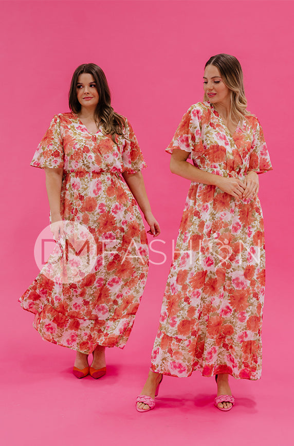 Kami Sunset Floral Dress - DM Exclusive - Maternity Friendly - Nursing Friendly