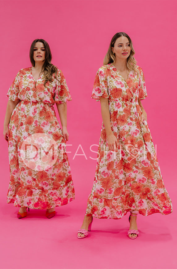 Kami Sunset Floral Dress - DM Exclusive - Maternity Friendly - Nursing Friendly