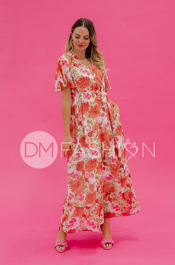 Kami Sunset Floral Dress - DM Exclusive - Maternity Friendly - Nursing Friendly