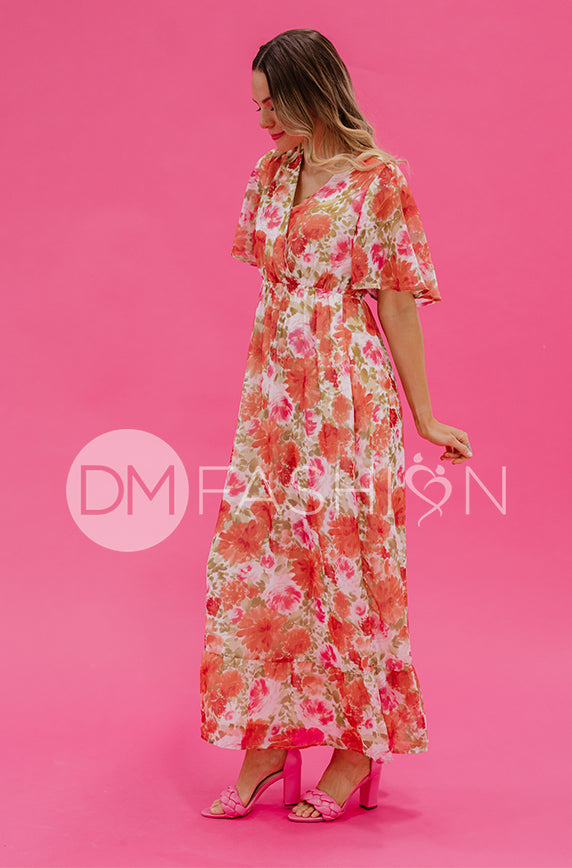 Kami Sunset Floral Dress - DM Exclusive - Maternity Friendly - Nursing Friendly