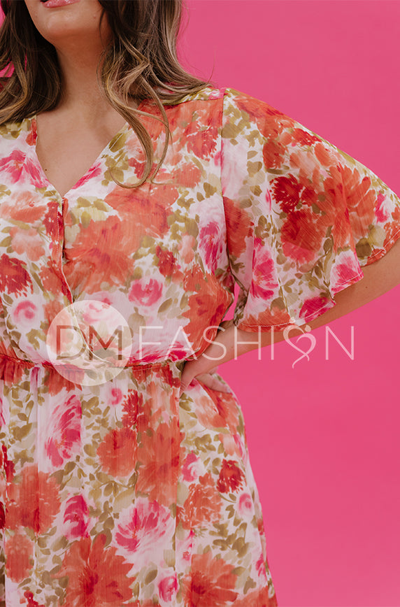 Kami Sunset Floral Dress - DM Exclusive - Maternity Friendly - Nursing Friendly