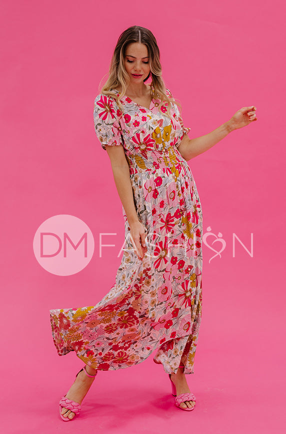 Verona Multi Pink Floral Dress - DM Exclusive - Nursing Friendly - Maternity Friendly - FINAL SALE