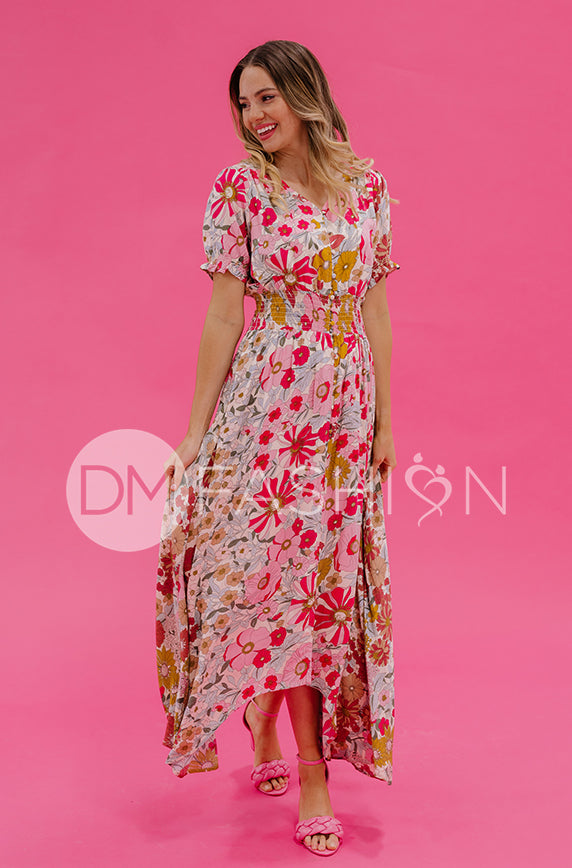 Verona Multi Pink Floral Dress - DM Exclusive - Nursing Friendly - Mat ...
