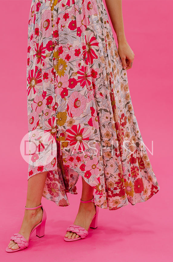 Verona Multi Pink Floral Dress - DM Exclusive - Nursing Friendly - Maternity Friendly - FINAL SALE