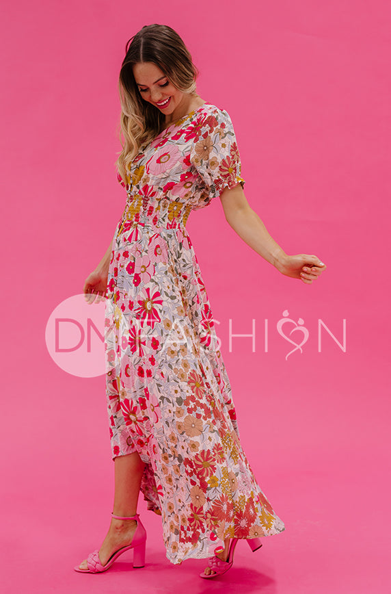 Verona Multi Pink Floral Dress - DM Exclusive - Nursing Friendly - Maternity Friendly - FINAL SALE