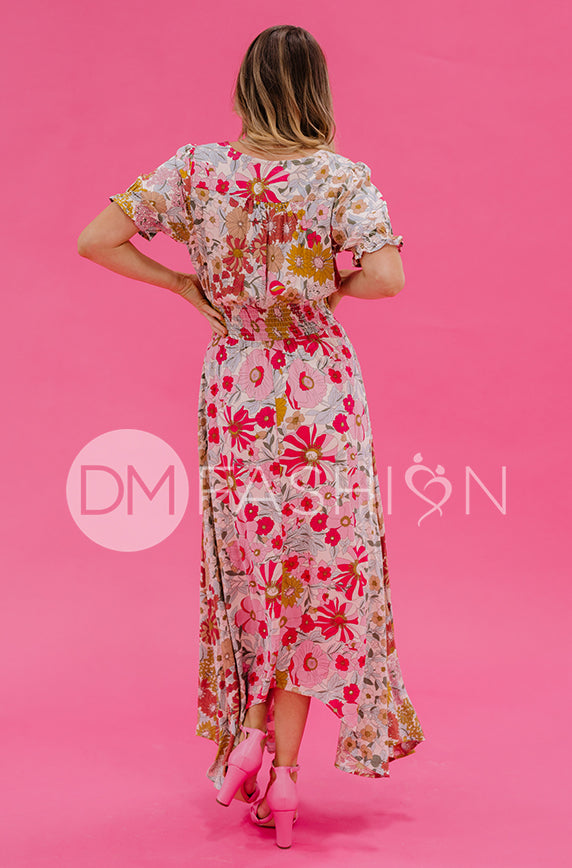 Verona Multi Pink Floral Dress - DM Exclusive - Nursing Friendly - Maternity Friendly - FINAL SALE